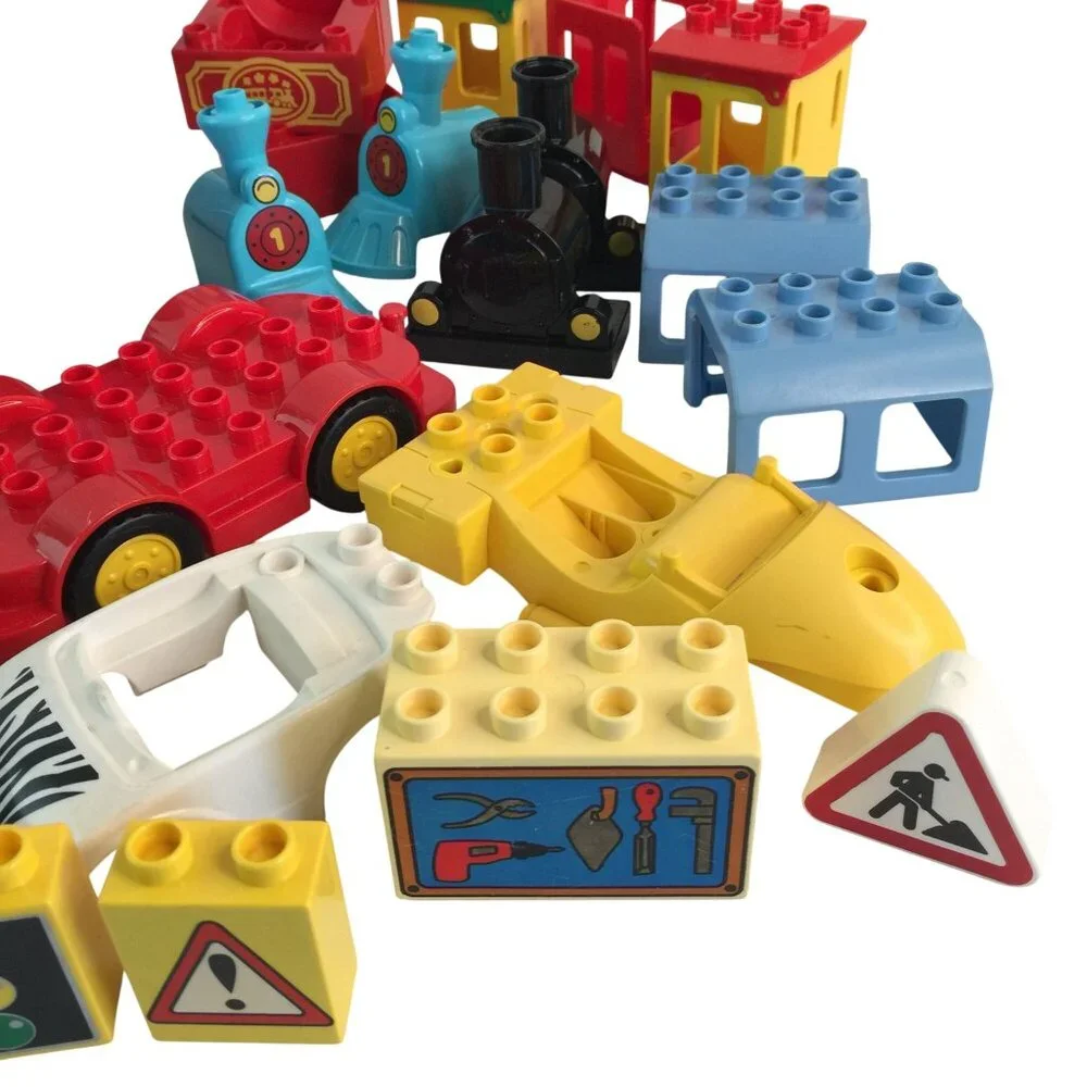 Lego Duplo Vehicle Parts Lot 50+ Pieces Construction Helicopter Motorcycle Train